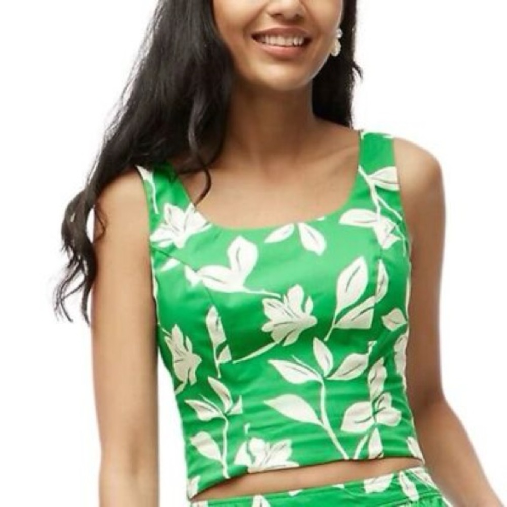 J. Crew Smocked-back cropped tank top